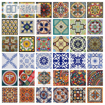 Small flower tiles 100 waist tiles garden hand painted Mediterranean tiles flower tiles balcony garden tiles background wall tiles