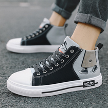 All-match casual high-top autumn tide shoes mens shoes sports 2019 new canvas shoes Korean version trend mens cloth shoes