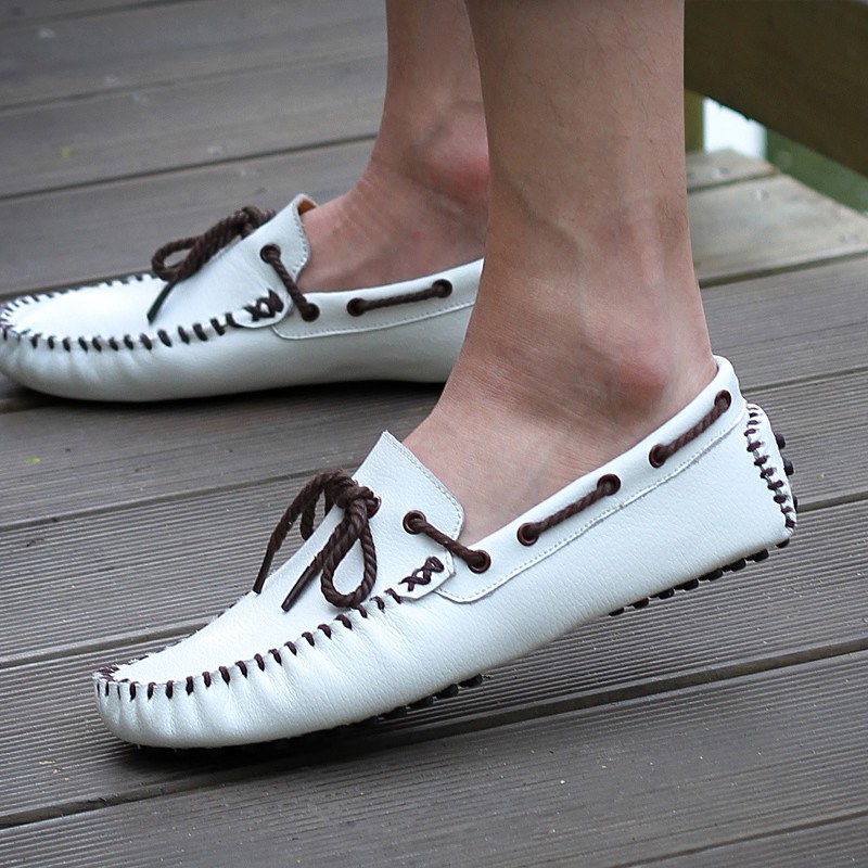 Doudou shoes men's summer white shoes men's shoes British casual shoes men's leather driving small leather shoes men's loafers