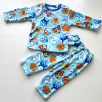 Foreign trade day single cartoon bread Superman Coral Suede Suit Children Infant Baby Warm home Sleeping Clothes