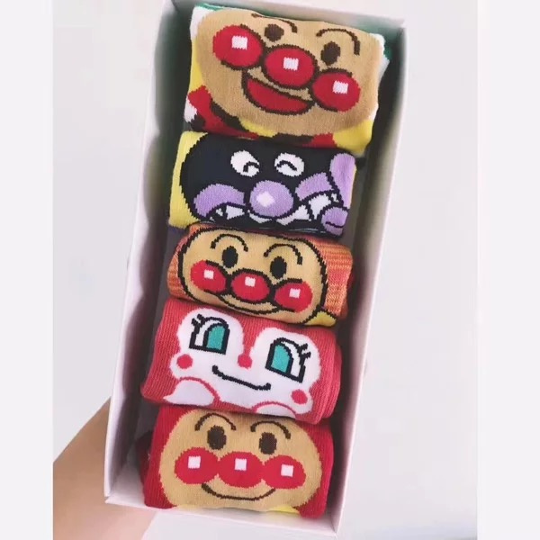 Bread face Superman male and female baby cute cartoon socks 5 pairs of gift boxes