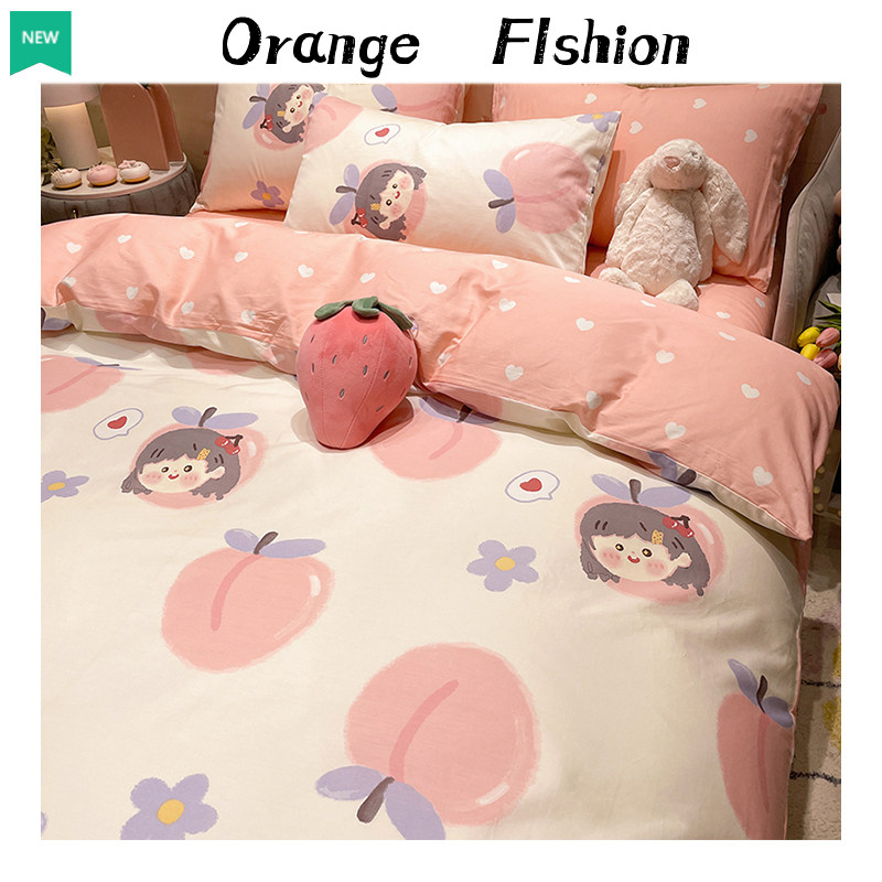 Princess Wind bed Four sets 100 All cotton Dormitory Single Bed Pure Cotton Girl Hearts Pink Three Sets of Hats Quilt Cover