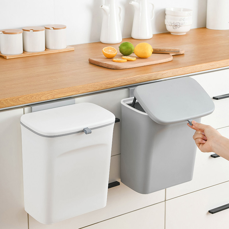 Kitchen Wall-mounted Slide Lid Trash Can Household Cabinet Door Can Hang Kitchen Waste Barrel Makeup room Toilet Paper Basket