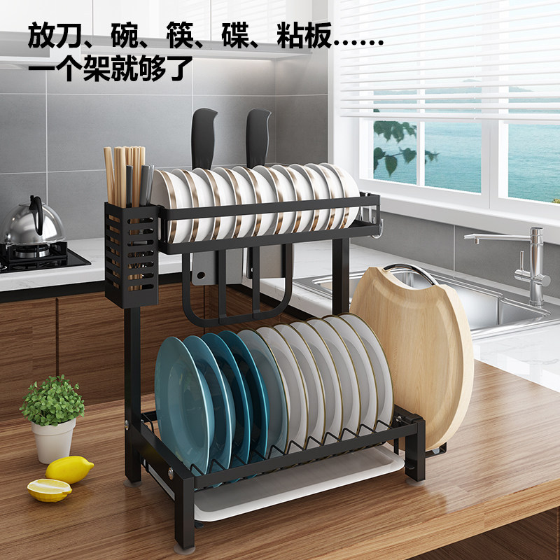 Stainless steel kitchen countertops with bowl rack drainage rack storage shelf multi-functional household drainage dish rack