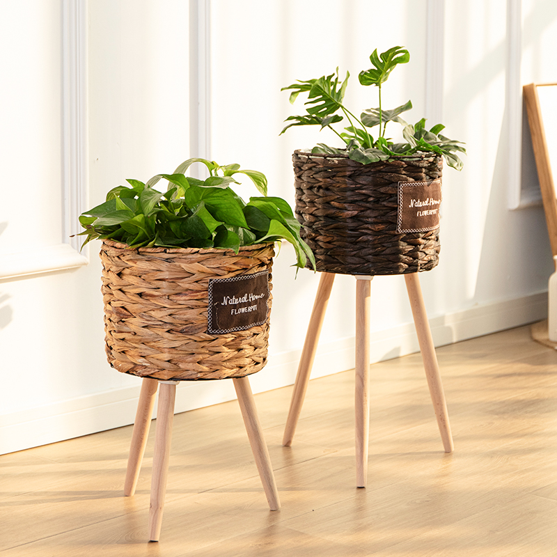 Nordic Woven Flower Pot Grass Woven Flower Arrangement Green Planting Bamboo Basket Home Residence Decoration Ground Decorative Shell Vines-Flower Pots-Taobao
