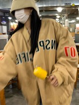 American thick coat khaki baseball uniform women autumn and winter 2021 new cotton cotton vintage loose sports style