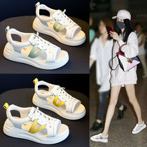 Back Force Thick Bottom Sandals Women Shoes 2022 New Summer Flat-bottomed Casual Sports 100 Hitch A Little White Fairy Wind Gentle