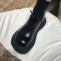 Back Force Rice Cake Shoes Summer Autumn Retro lace Inn small leather leather shoes Soft leather thick bottom heightening single shoe Head Head Shoe