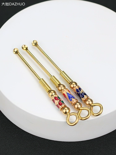 Медная креативная ухочистка ручной работы, латунный портативный старомодный брелок для ушей