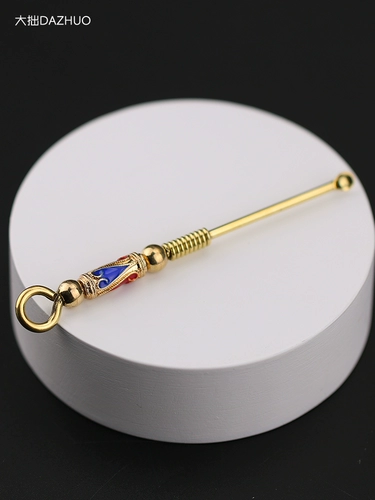 Медная креативная ухочистка ручной работы, латунный портативный старомодный брелок для ушей