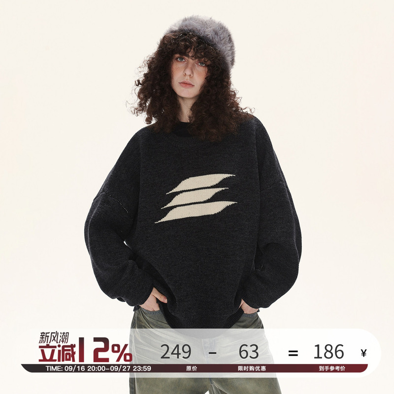 Lostctrl Original Design Trendy Brand Logo Sweater for Men and Women, Autumn and Winter Lazy Style Loose Knit Sweater Jacket Lostctrl Original Design Trendy Brand Logo Sweater for Men and Women, Autumn and Winter Lazy Style Loose Knit Sweater Jacket