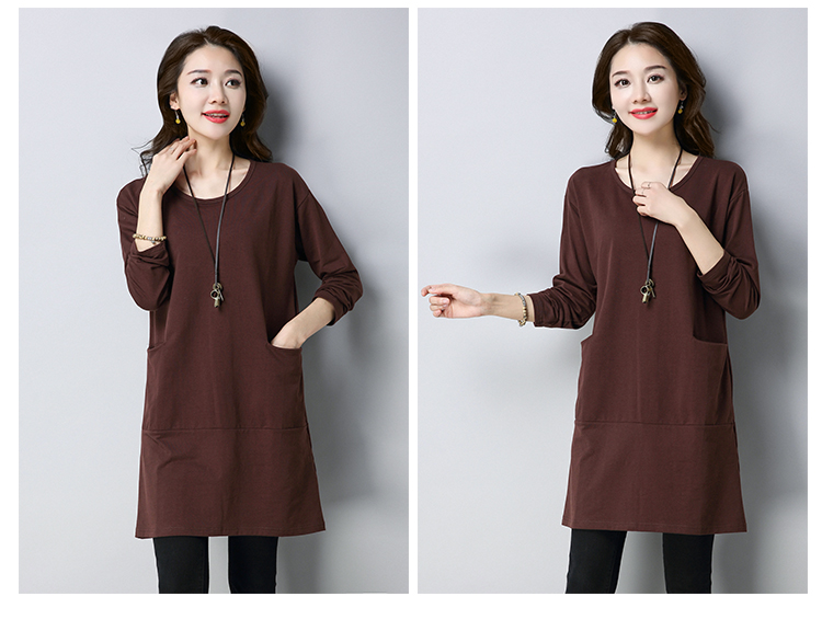 Áo sơ mi đẫm máu của mẹ cộng với phân bón XL Quần áo mùa thu của phụ nữ bên ngoài mặc áo sơ mi trung niên áo thun cotton dài tay mẫu áo trung niên