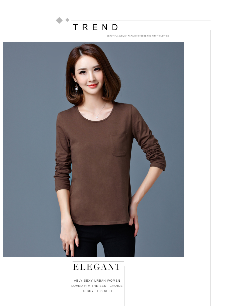 Áo dài tay phần nhỏ ngắn tay áo thun cotton chạm đáy áo phông giản dị T có phần giữa mùa thu mặc quần áo mùa thu và mùa thu nữ áo thun trơn nữ