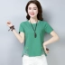 Phụ nữ trung niên mùa hè mặc áo thun cotton ngắn tay 30-35-40-45 đến 50 tuổi. - Quần áo của mẹ áo thun nữ tuổi 40 Quần áo của mẹ