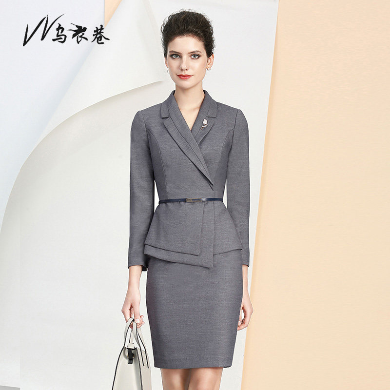 Fashion Business Grey Hushed Skirt Temperament Goddess Van Commute Professional Suit Home Advisor Lawyer Tooling Work Clothes