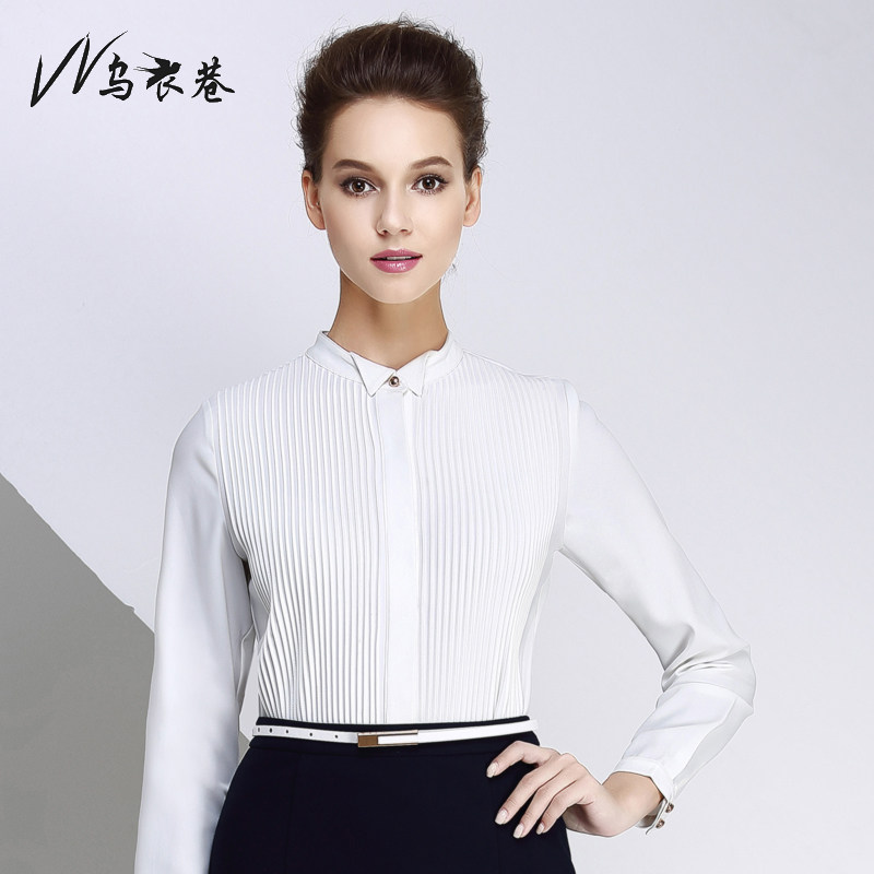 Upper Lane early autumn women's tip leader white shirt professional dress shirt business white collar blouse