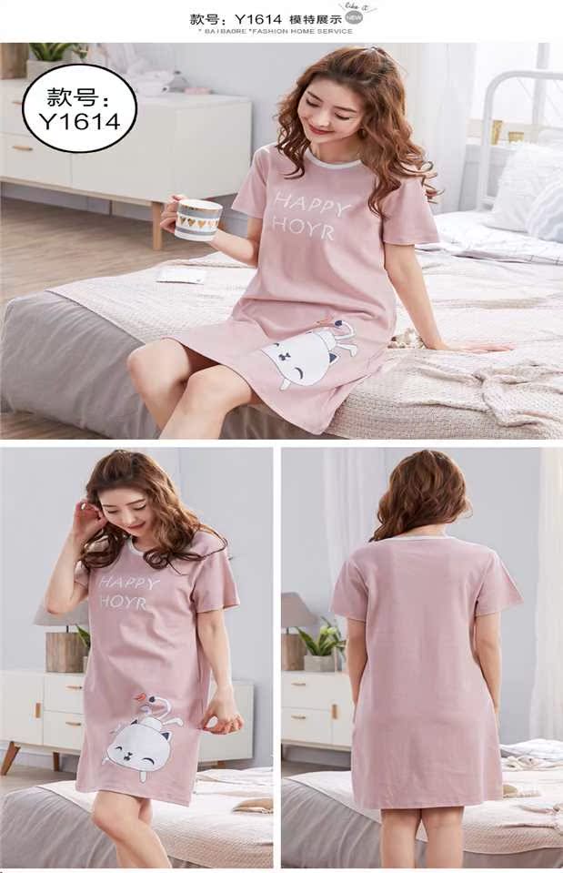 Nam Cực phiên bản Hàn Quốc của váy ngủ nữ mùa hè cotton ngắn tay ngọt ngào đồ ngủ nữ tươi mùa hè dễ thương phục vụ nhà lỏng váy mặc ở nhà