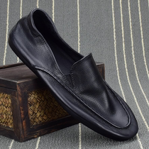 BEBE NOBLE light luxury leather slip-on business casual shoes mens driving beanie shoes soft sole lightweight small leather shoes