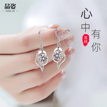 Sterling silver earrings womens long temperament face thin drop earrings super fairy stud earrings net red 2020 new trend