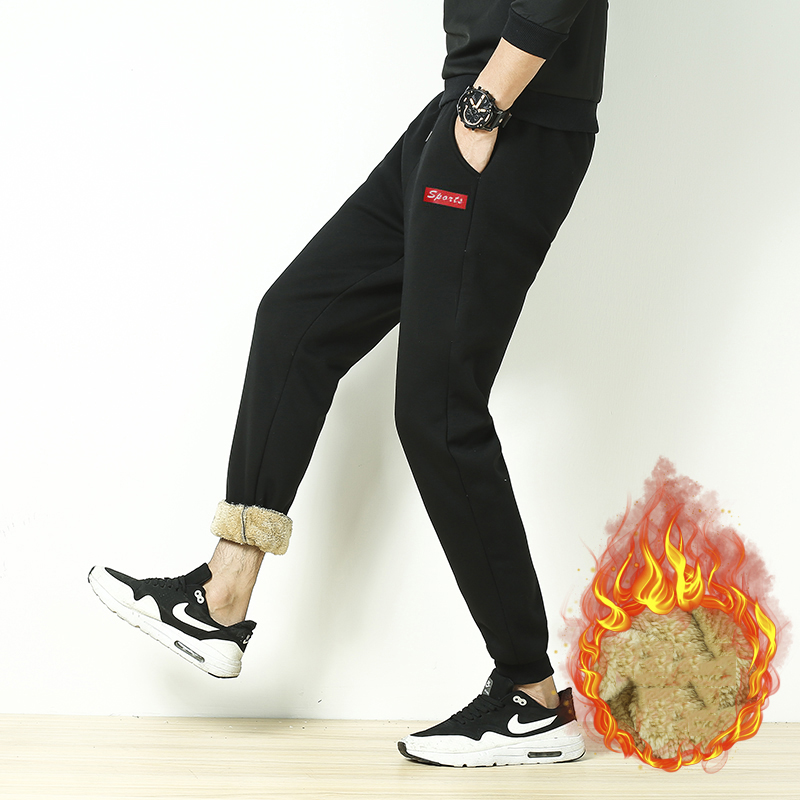 段郎！加绒加厚运动牛羔绒长裤