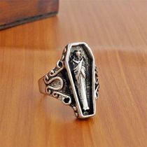 New Vintage Silver Plated Coffin Egyptian Mummy Ring Simple