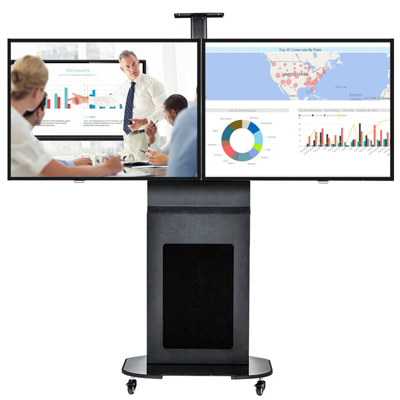 Dual-screen TV mobile stand 40-70 inch video conference cart with box Cansheng VMM65-2A find customer service price can be excellent