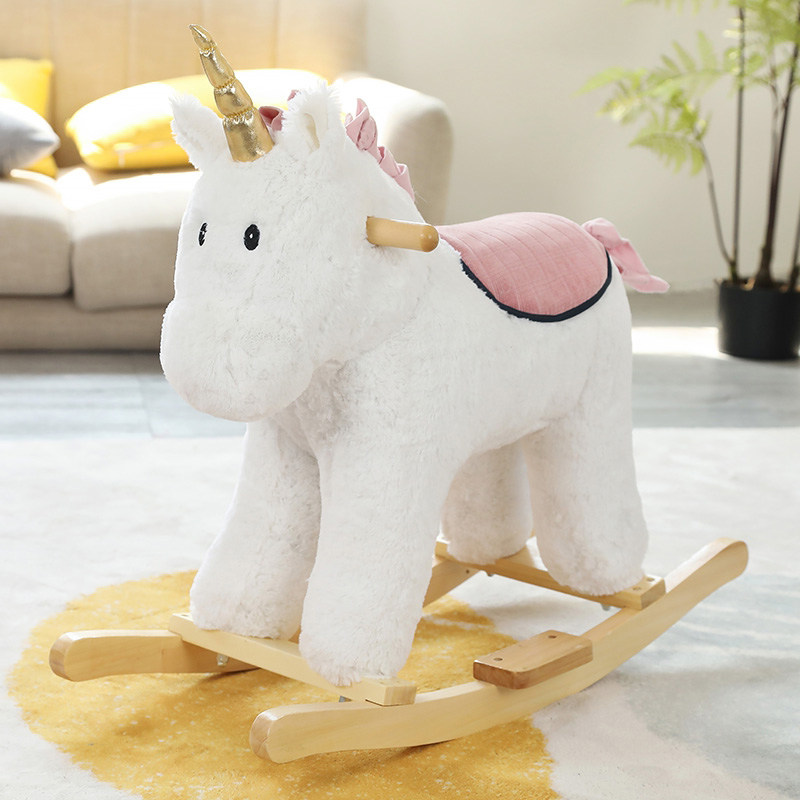 Trojan horse rocking horse baby baby carousel plush toy children rocking horse with music for a birthday present
