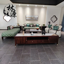 Model room sofa simple light luxury modern new Chinese style solid wood furniture combination large villa ebony wood customization