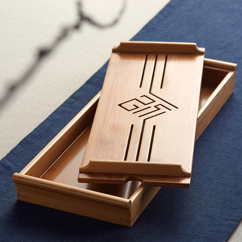 Bamboo tea tray small kung fu tea set tray simple melamine tea sea water storage type dry brewing table household draining tea table