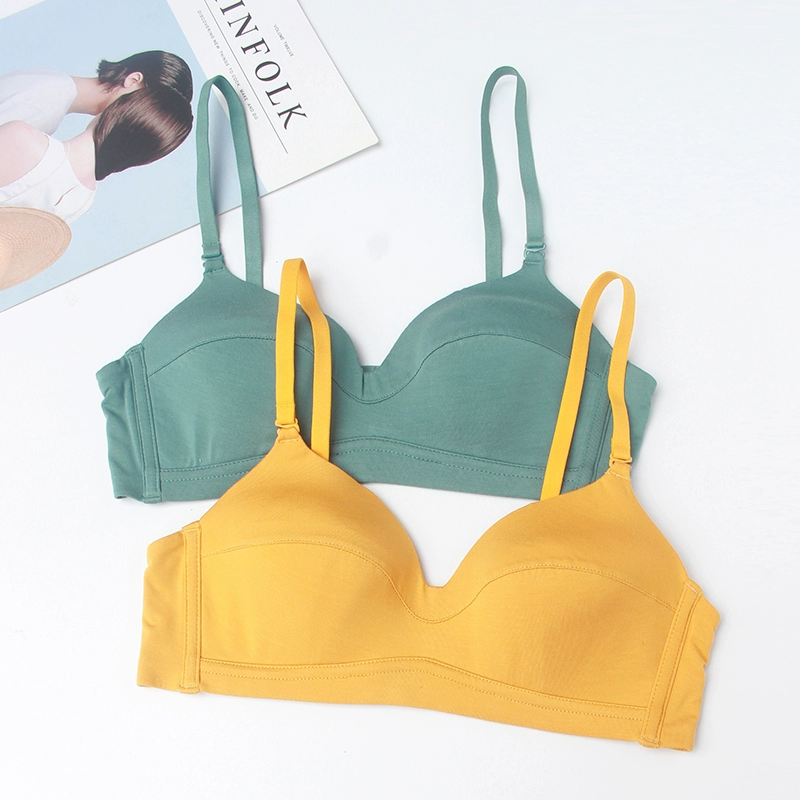 Miss Cream Pure Cotton Thin Gathering Bra, Đồ lót thu thập núm vú, Vòng một không thép của phụ nữ, Ngực lớn, Áo ngực cúp nhỏ - Now Bras