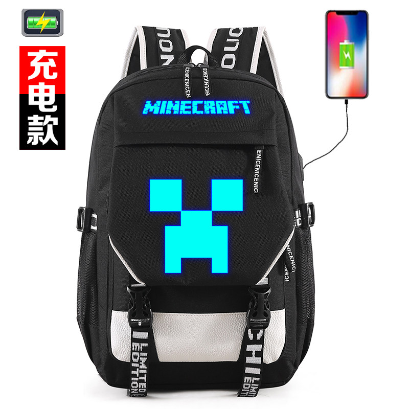 Luminous my world schoolbag boys and girls primary and secondary school students are afraid of enderman backpack anime peripheral backpack tide