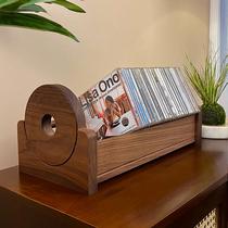 Black walnut cherry wood CD rack CD rack solid wood storage rack bookshelf game disc rack home storage cabinet