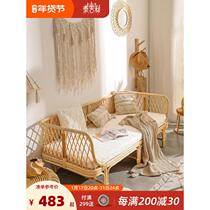 Taijili Southeast Asian rattan double sofa Nordic small apartment living room balcony creative real rattan modular furniture