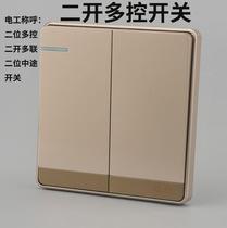 International Electrician Type 86 Champagne Gold Large Panel Switch Two-Open Multi-Control Switch Multi-Control Two-Open Midway Switch Panel