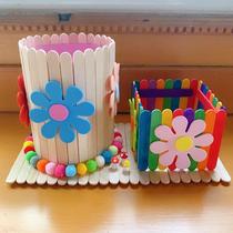 Ice cream stick wooden strips diy handmade small bridge wooden house model kindergarten handmade materials