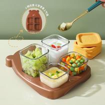 Baby food supplement box glass heatable steamable high-temperature-resistant fresh-keeping bowl portable baby food supplement frozen steamed egg bowl