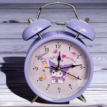 Rechargeable alarm clock for students with luminous metal ringing silent bedroom bedside clock cartoon powerful wake-up alarm table clock