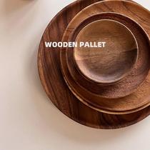Solid wood Japanese-style serving tray Dinner plate wooden cafe cake tray Dinner tray Fruit plate coffee cup Acacia