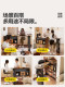 Meishida Vintage-Style Extendable Bar Table with Integrated Sideboard, Small Bar Counter, Living Room Partition Island Table for Small Apartments