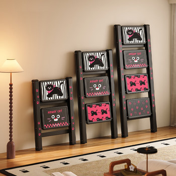 Meishida Folding Ladder, Retro Style, Multifunctional Telescopic Staircase for Home Use, Indoor Staircase, Portable Mobile Ladder Stool