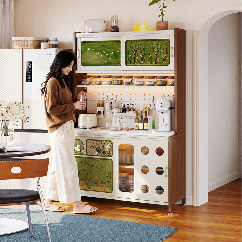 Meishida Steel Sideboard Integrated Wall-Mounted Metal Cabinet Storage Cabinet Cream Style Living Room Wrought Iron Storage Cabinet Small