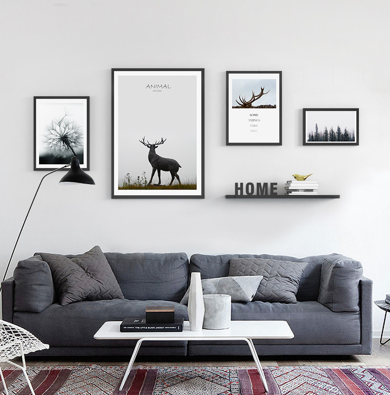 Modern simple living room Nordic style combination painting sofa background wall decorative painting dining room hanging painting bedroom wall mural