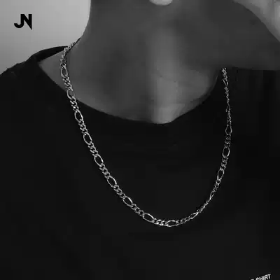 JANENG brand 925 sterling silver men necklace Figaro element hip hop high street ins harbor style with silver ornaments