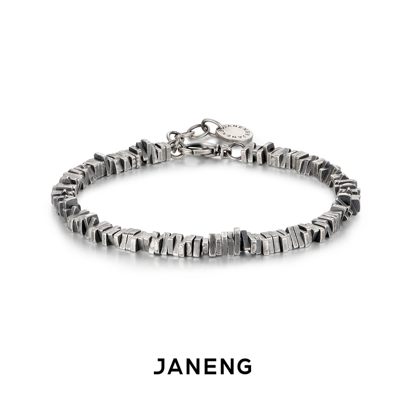 Janeng Chuaian 925 Silver Vintage Distressed Silver Bracelet, Unisex Dark Style Couple Bracelet Janeng Chuaian 925 Silver Vintage Distressed Silver Bracelet, Unisex Dark Style Couple Bracelet