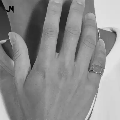 JANNENG 925 sterling silver made old matte opening ring yuppie dark industrial style men live tail ring