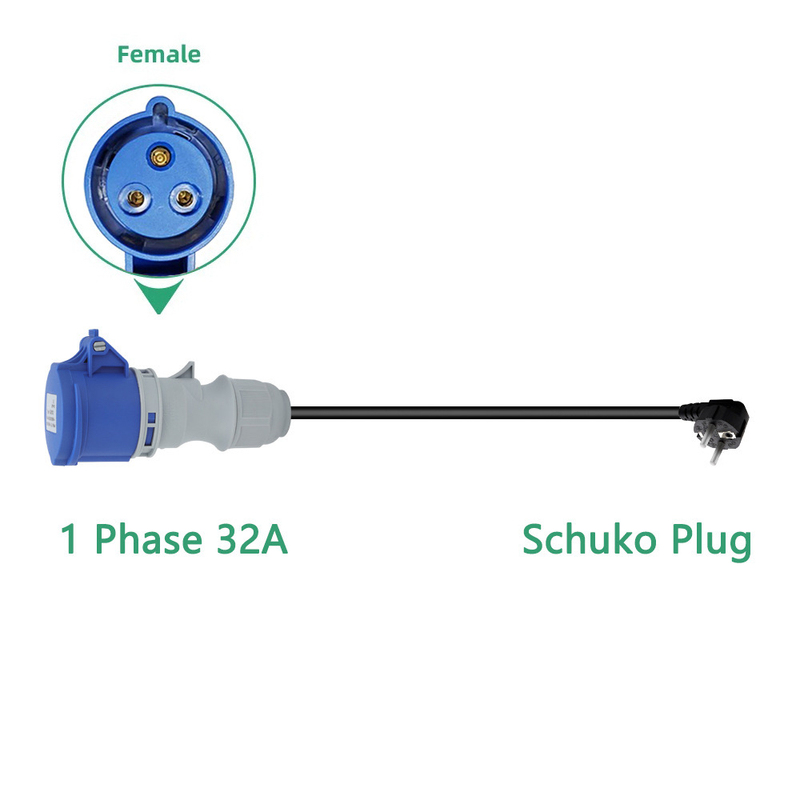Electric Vehicle European, American, British, Swiss, Italian Standard Plug to Cee Power Female Plug Adapter Waterproof Connection Socket