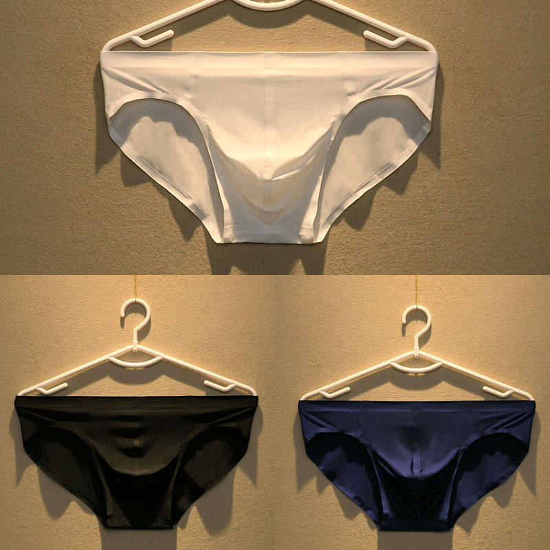 Men's indecent one-piece of triangle panties breathable ultra-thin summer transparent low-waist trousers U-convex triangles