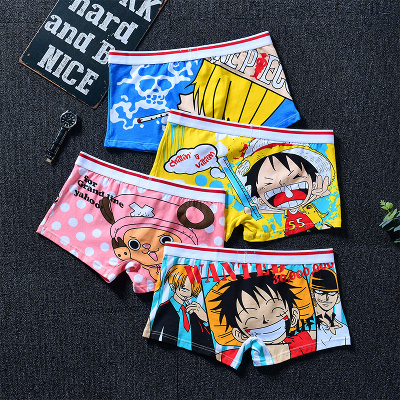 Sea thief Wang Rufu Japanese Cartoon Cartoon Cartoon Adult Men's Underwear Four-corner Pants Pure Cotton Tide Individuality Cute Four Corners