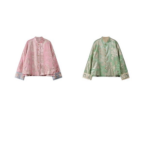 2025 autumn and winter new chinese poetic oriental bronzing real velvet/gold velvet embroidery turn-sleeve padded jacket