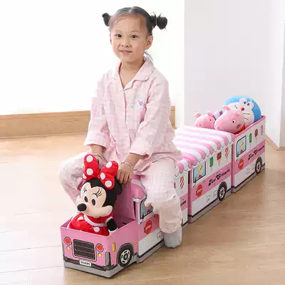 Douyin children's toy storage box creative folding storage box small train baby storage artifact finishing basket stool